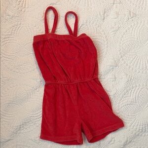 Hanna Andersson Red Kids Terry Cloth Romper Swim Cover Up
